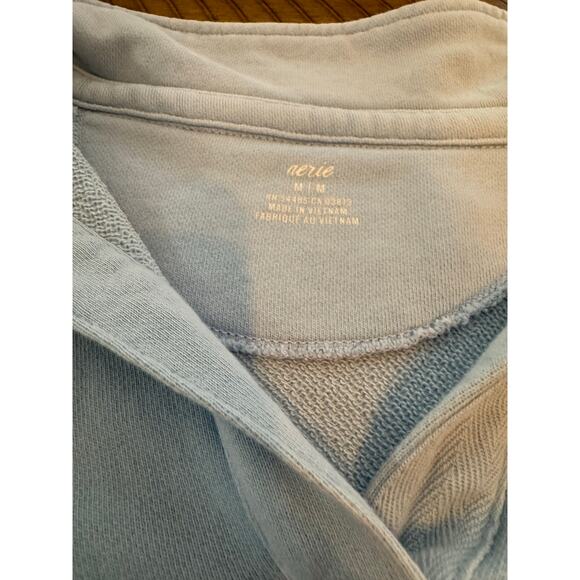 Aerie Oversized V-neck Collared Preppy Light Blue Casual Sweatshirt size M - Picture 7 of 9